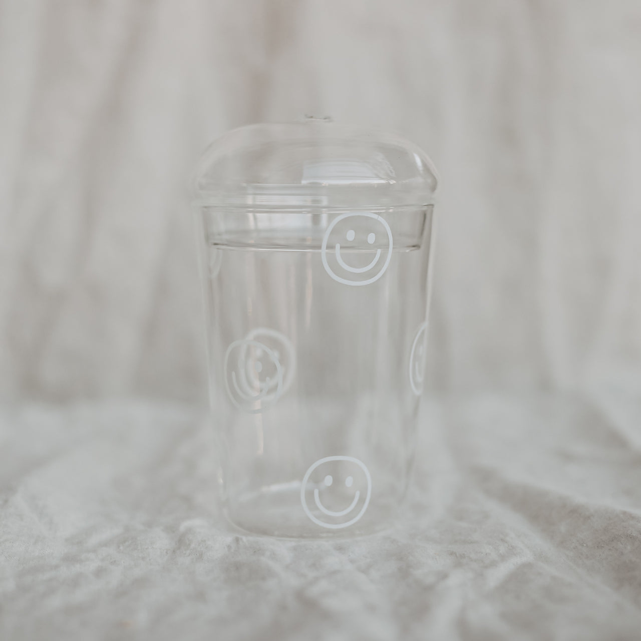 Trinkglas Smileys weiß