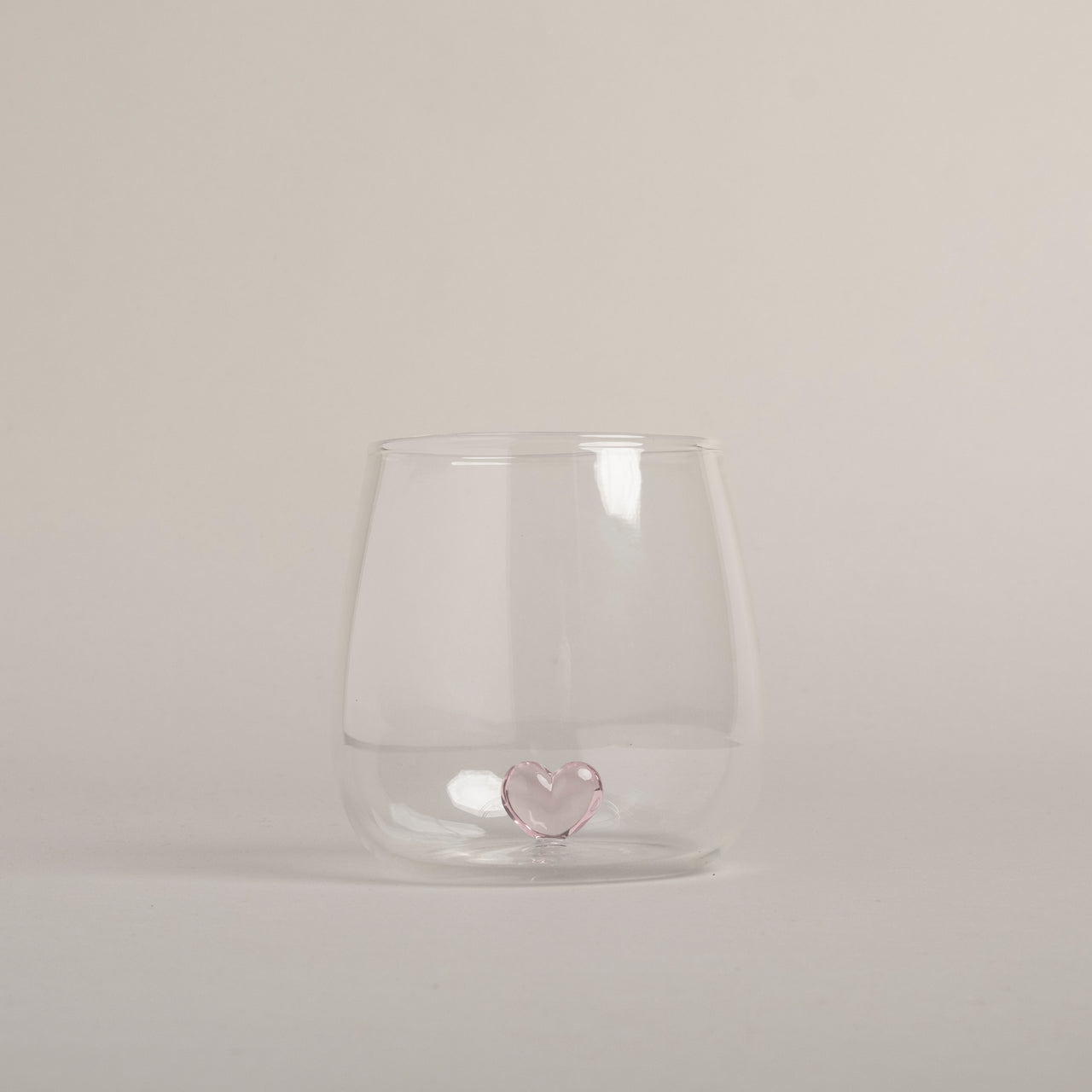 Trinkglas Herzfigur rosa