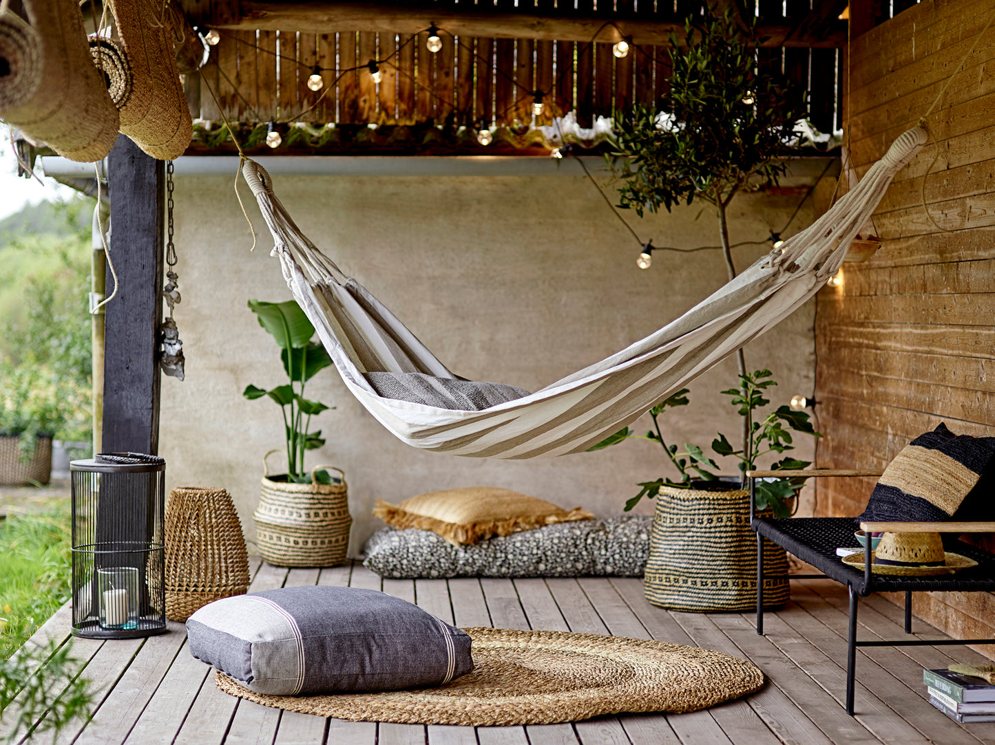 Laterne Effie mit Glas schwarz