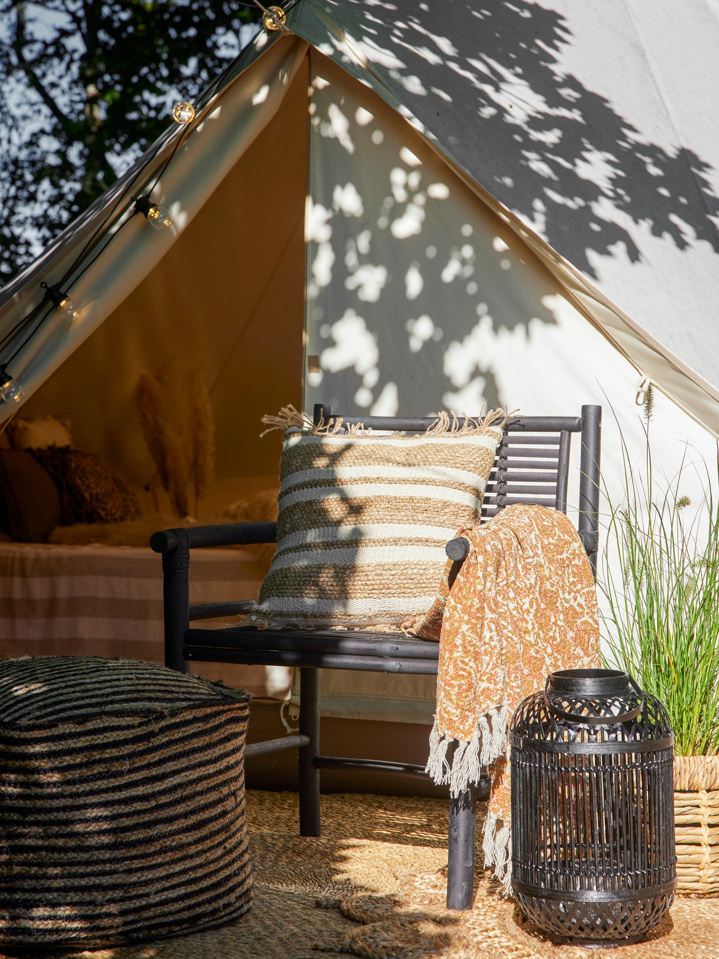 Laterne Tilla mit Glas schwarz