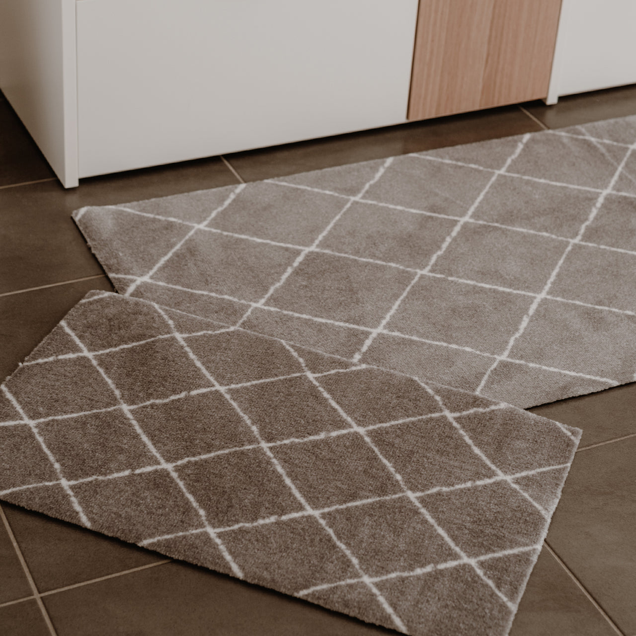 Waschbare Fußmatte Karos Grau 75 x 45
