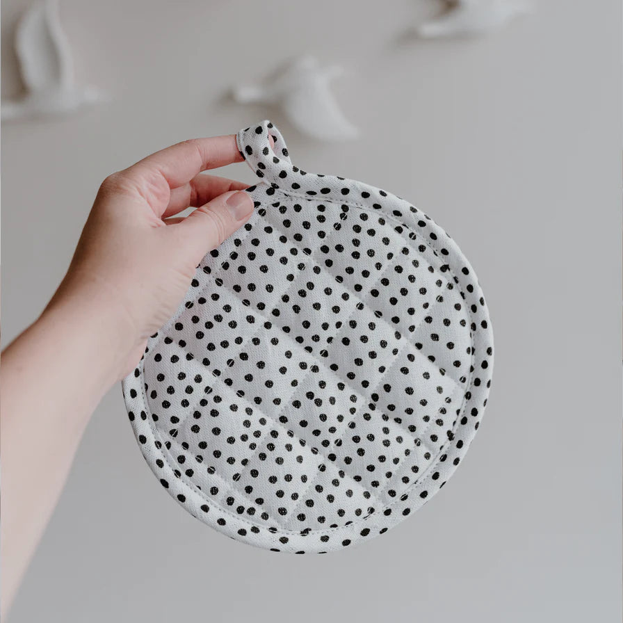 Topflappen Punkte aus Leinen