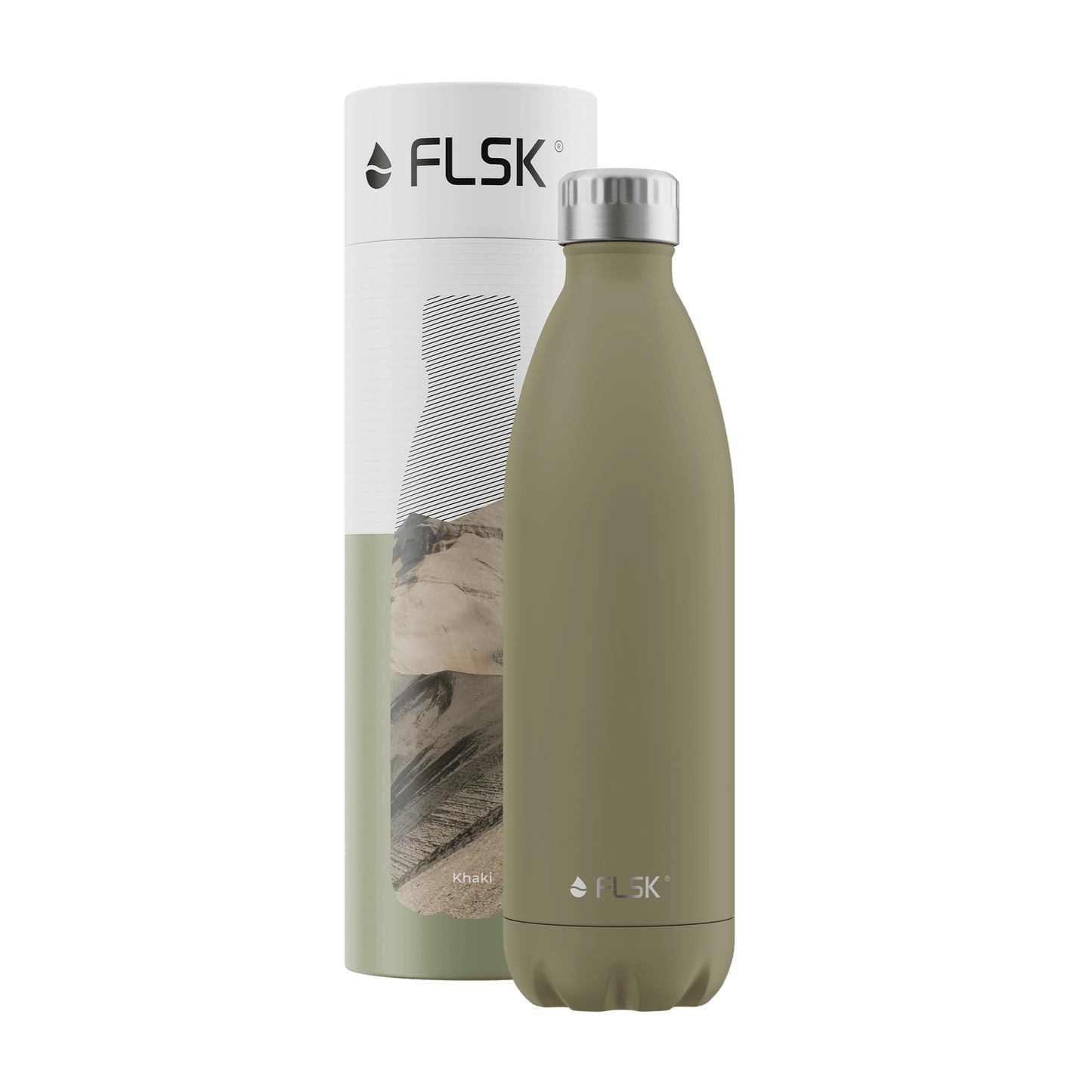 FLSK Edelstahl Trinkflasche Khaki 1000 ml